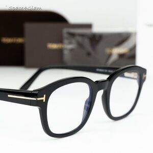 Tom Ford Women Eyeglasses Black Blue Light Block Square FT5808 001 BRAND NEW